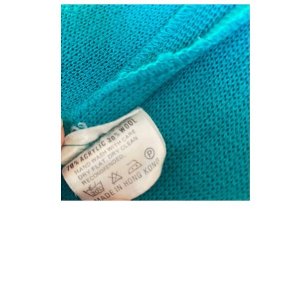 Vintage teal wool cardigan or light coat - Picture 7 of 8
